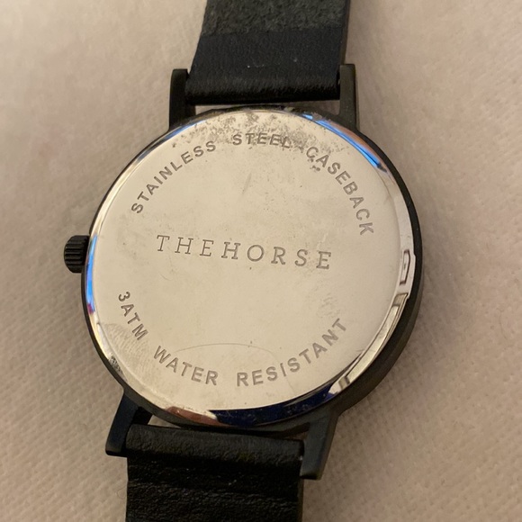 The Horse all black leather watch - Picture 2 of 3